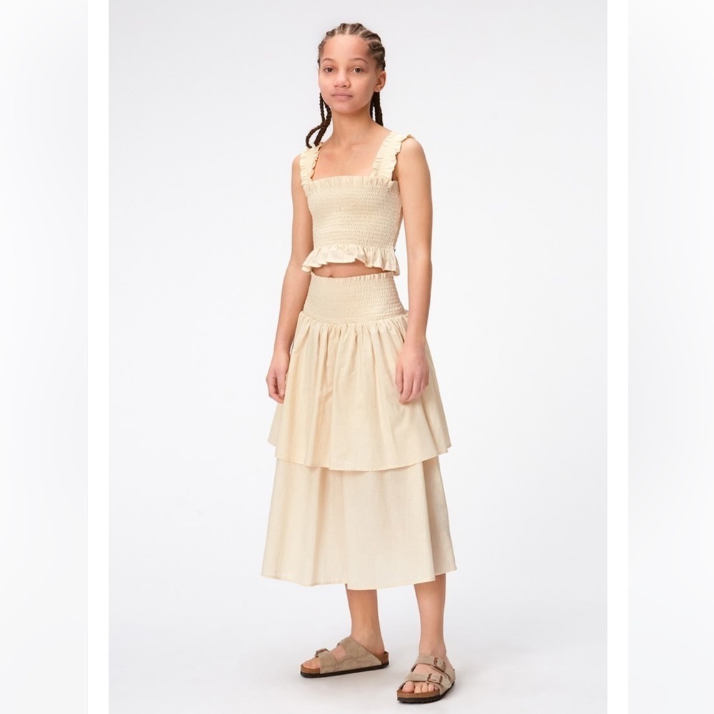 MOLO Rolfia Smocked Top Size 134 -140 9/10 Summer Sand - Picture 2 of 9